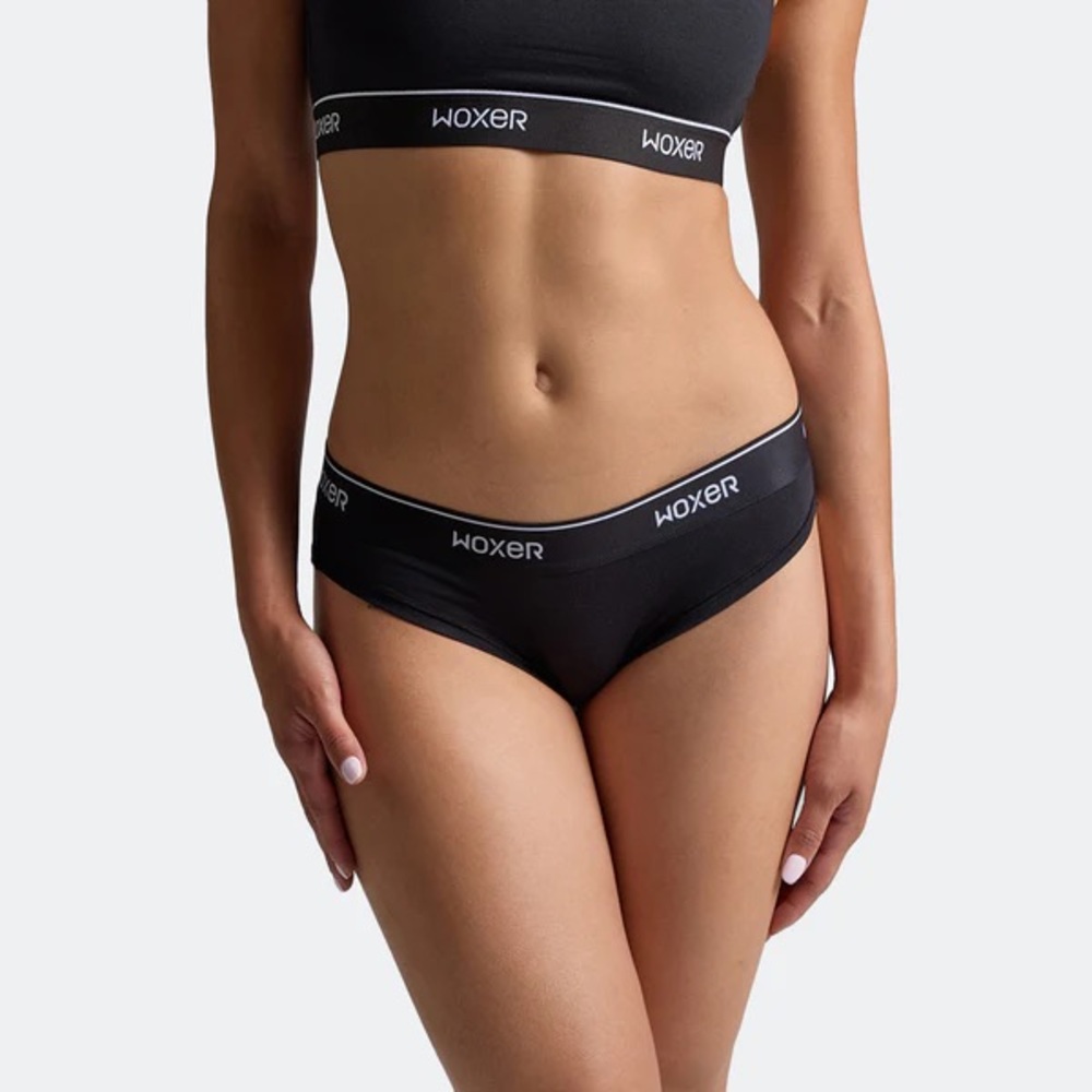 WOXER Bikini Black 2.0, Mid-rise bikini cut in soft modal fabric, MEDIUM
